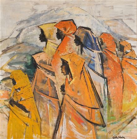 Eight robed women