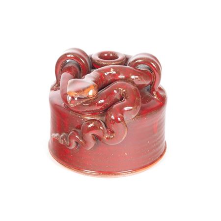 Red Stoneware Glazed Serpent Jug
