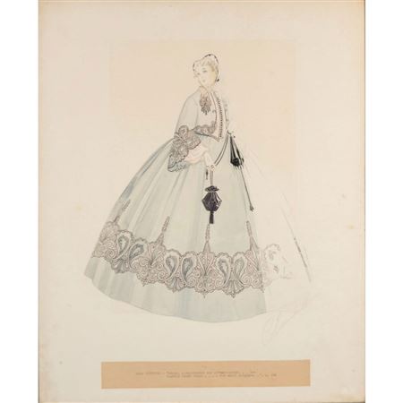 Costume Sketch, Miss Pittypat