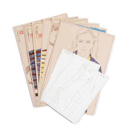 Studies of female portrait and half nudes, including two female half nudes (8)