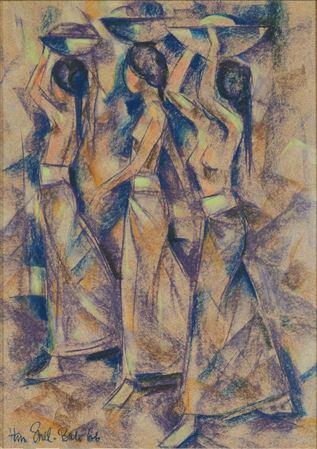 Three Woman Carrying Baskets