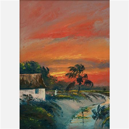 Untitled (Florida sunset with figures)