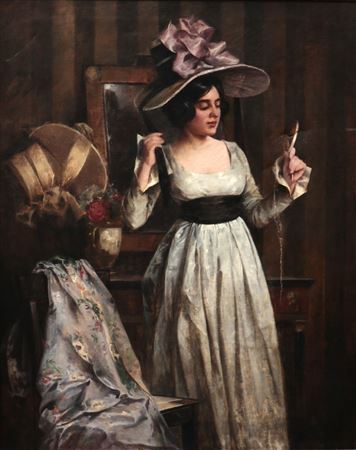 Young man at a dressing table