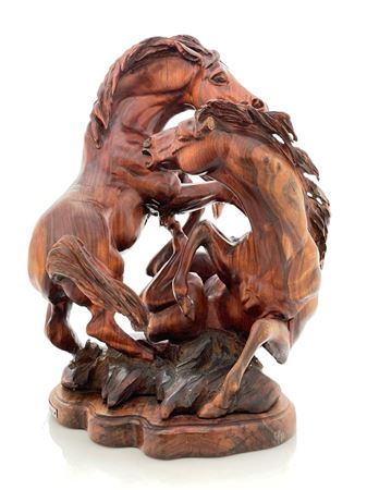 Herd Dominance Wood Sculpture