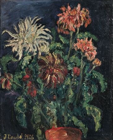 The pot of chrysanthemums