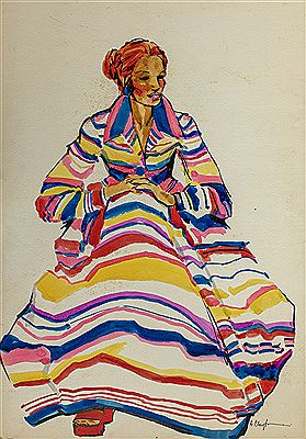 UNTITLED, WOMAN IN A COLORFUL DRESS