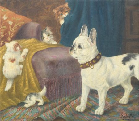 The guardian - A French Bulldog and kittens