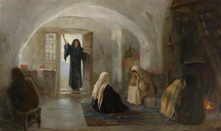 'And she went and told them that she had been with Him as they mourned and wept' 106.7 x 177.2 (42 x 69 3/4in).