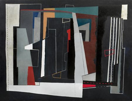 Painting, 1936 (Forms on Dark Blue)