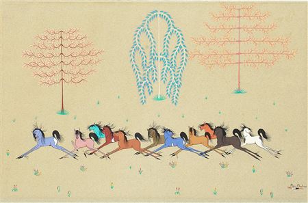 My Miniature Horses by Merina Lujan Pop Chalee - Auction record, sale price, and art valuation. Compare with similar artists and explore comparable artworks.