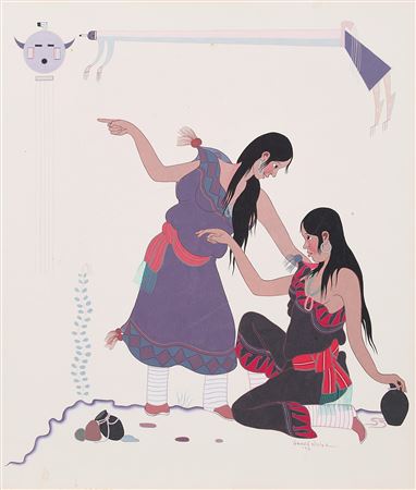 "The Turquoise Woman and the White Shell Woman on their trip to Mount Taylor," 1950