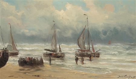 Barges on the shore