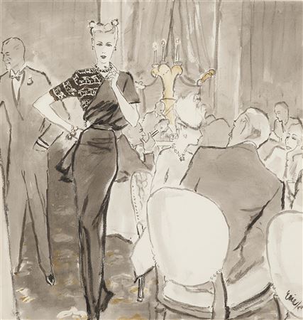 Advertisement for Marshall Field & Co. Featuring an Adrian Dress
