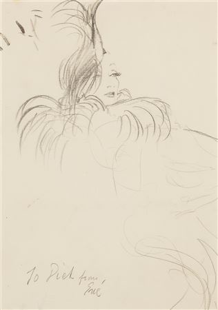Portrait of Marlene Dietrich wearing a Monkey Shawl and Hat by Caroline Reboux, 1936