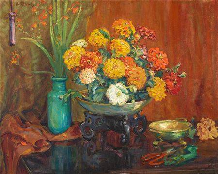 Fresh Flowers by Ruth Eaton Colburn Peabody - Auction record, sale price, and art valuation. Compare with similar artists and explore comparable artworks.