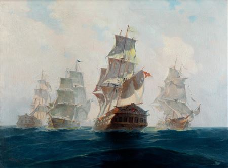 Le bateau Aris et galères à pleines voiles