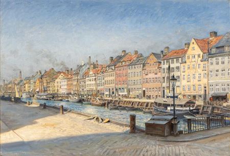 View from Nyhavn in Copenhagen on a sunny day.