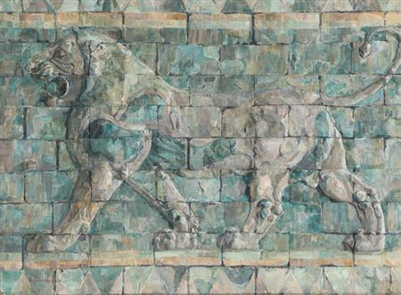 “Maleri efter et assyrisk relief på Louvre”. (Painting after an Assyrian Relief at The Louvre).