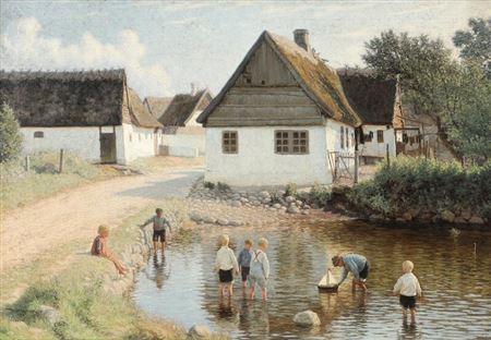 “Ved Gadekæret i Rørvig” (View from the village pond in Rørvig). by Valdemar Magaard - Auction record, sale price, and art valuation. Compare with similar artists and explore comparable artworks.