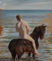 A study for “Skaanske Dragonofficerer rider i Bad” (Officers of the Scanian Dragoon Regiment in Ystad). by Oscar Adam Otto Matthiesen - Auction record, sale price, and art valuation. Compare with similar artists and explore comparable artworks.