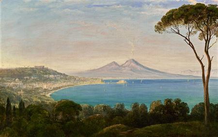 The Gulf of Naples in Italy with a view towards Mount Vesuvius