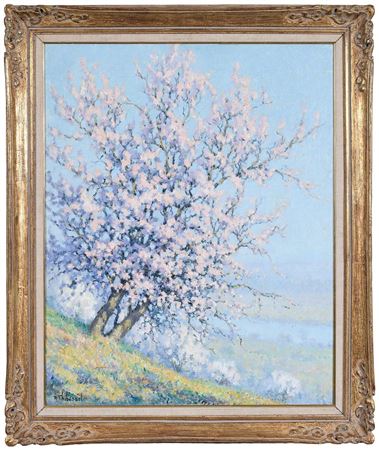 Cherry Tree on a Hillside by Raymond Thibesart - Auction record, sale price, and art valuation. Compare with similar artists and explore comparable artworks.