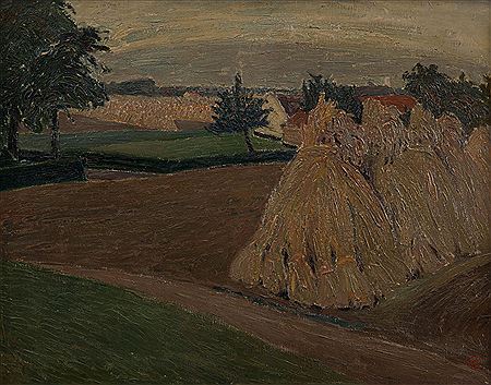 Wheat sheaves on the field, 1914