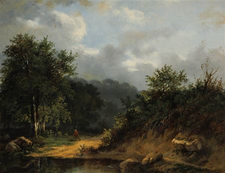 Hilly landscape by evening sun