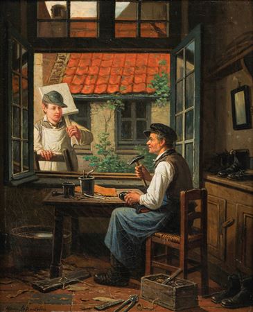 Cobbler at window.