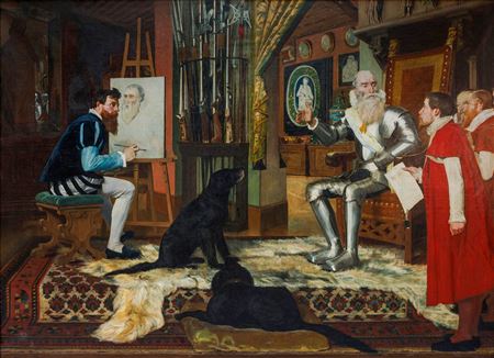 William Key painting the portrait of the Duke of Alva ordering the beheading of the Counts of Egmont and Hoorne