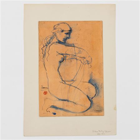 Kneeling nude.