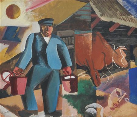 Milking the cow.
