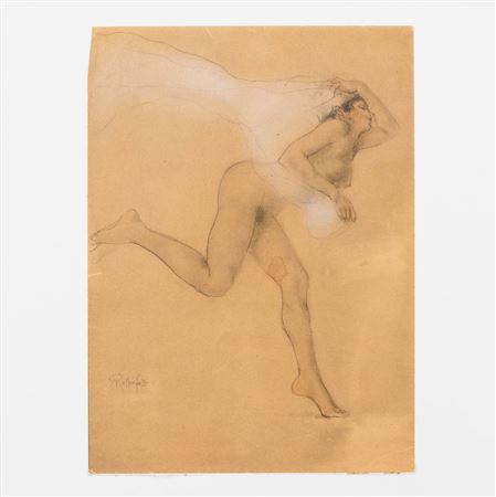 Dancing nude with veil.