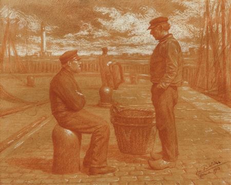 Fishermen on the wharf, 1912.