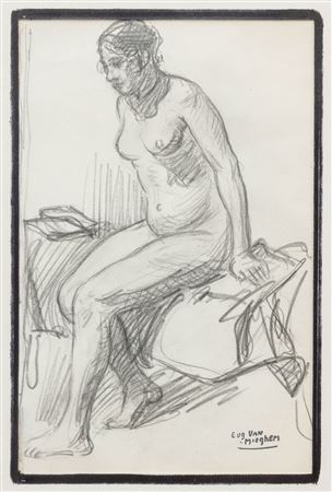 Nude on bed.