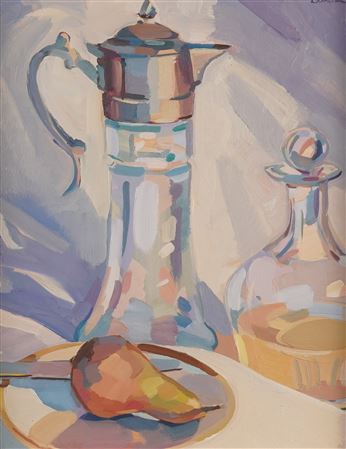 Claret jug and pear