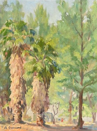 Florida Landscape with Palms by Allee Whittenberger Gerard - Auction record, sale price, and art valuation. Compare with similar artists and explore comparable artworks.