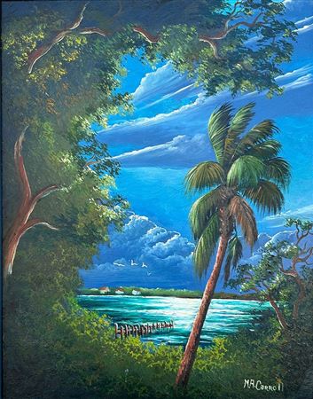 Sample artwork by Mary Ann Carroll (1940 - 2019), known for idealized landscape and skyscape, highwayman artist - View similar artists and auction records