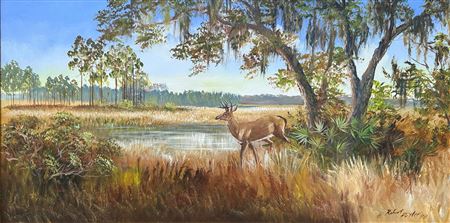 Florida Highwaymen Panoramic Landscape with Deer
