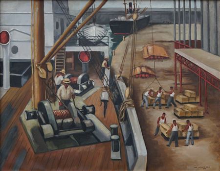 Sample artwork by Max Arthur Cohn (1903 - 1998), known for screenprints, urban landscape, abstract painting - View similar artists and auction records