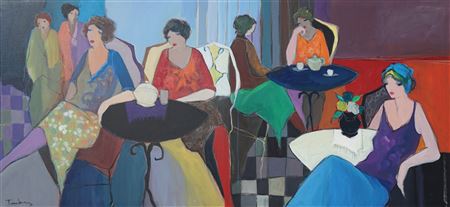 'Women At Coffee Shop' by Itzchak (Isaac) Tarkay - Auction record, sale price, and art valuation. Compare with similar artists and explore comparable artworks.