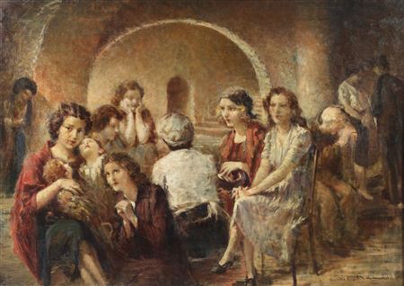 In the shelter by Angelo Brando - Auction record, sale price, and art valuation. Compare with similar artists and explore comparable artworks.