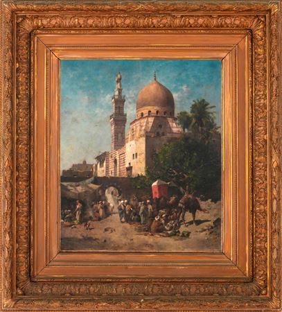 The arrival of the caravan in front of the Émir Akhor Mosque in Cairo