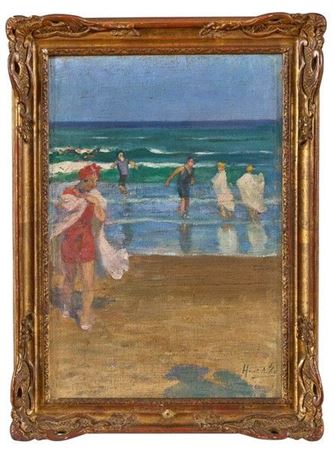 Sea bathing scene