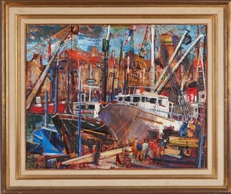 Fishing boat in the port of Saint-Jean-de-Luz by Rodolphe Caillaux - Auction record, sale price, and art valuation. Compare with similar artists and explore comparable artworks.