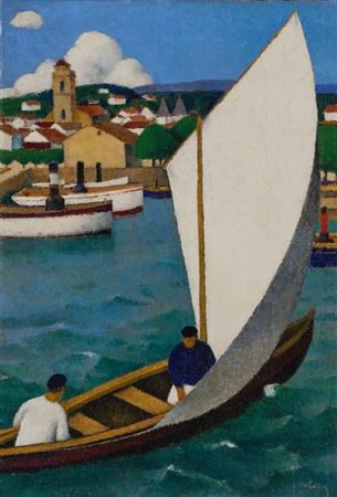 Sailboat in the Port of Saint-Jean-de-Luz by Felix Elie Tobeen - Auction record, sale price, and art valuation. Compare with similar artists and explore comparable artworks.