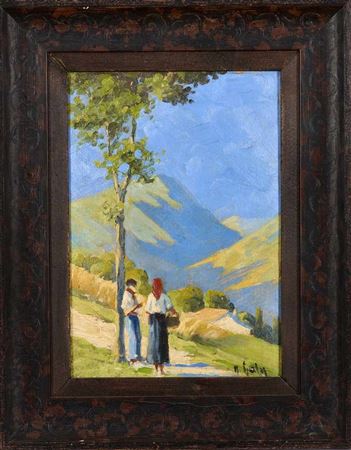 Basque couple in the mountains