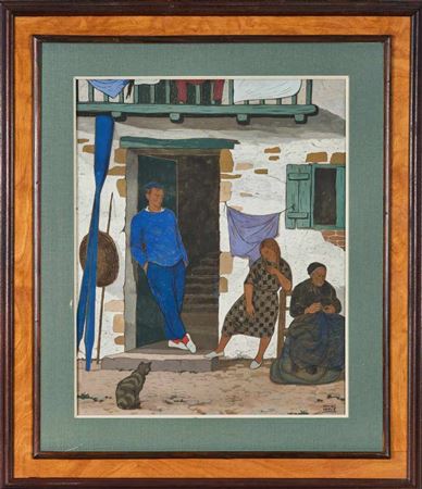 Family of Basque sailor and his cat
