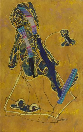Figure on yellow backgroun