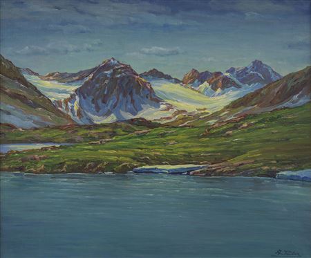 Piz Bernina in the Engadine by August Weber - Auction record, sale price, and art valuation. Compare with similar artists and explore comparable artworks.